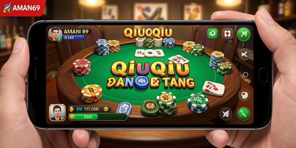 Tampilan gameplay QiuQiu yang mendebarkan dan seru di AMAN69.