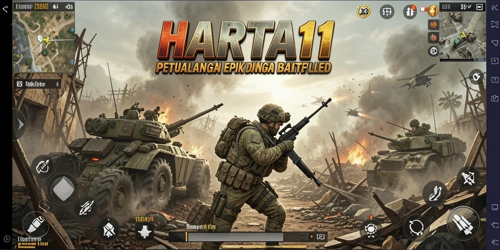 Tampilan menarik gameplay HARTA11 dalam pertarungan Battle Royale.