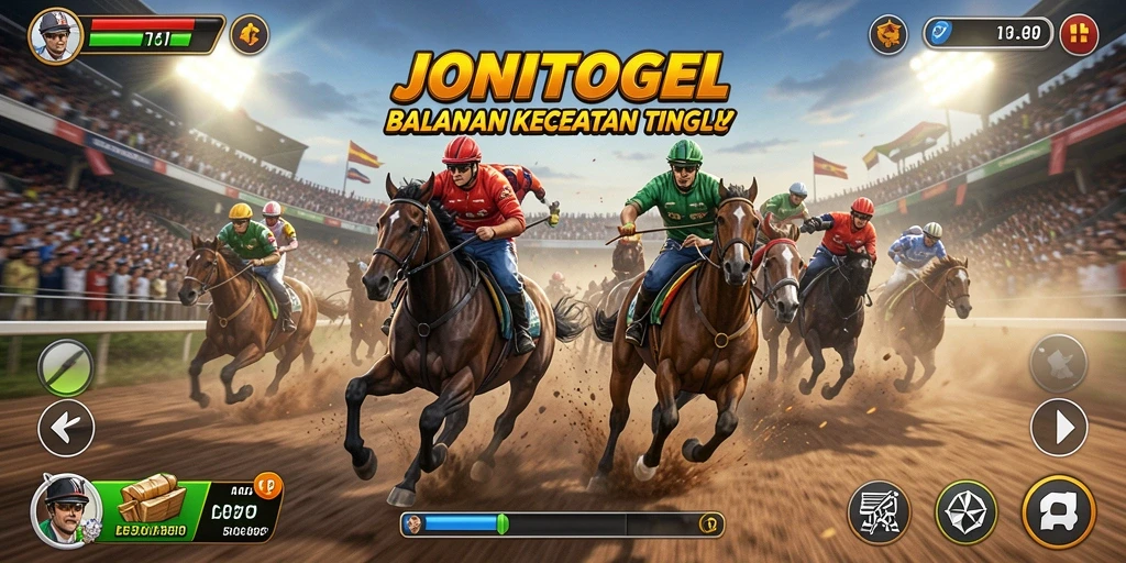 Screenshot gameplay JONITOGEL menampilkan balapan mendebarkan dan grafis menakjubkan.