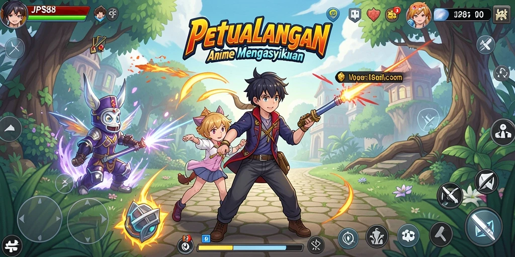 Tampilan gameplay menarik di JPS88 dengan karakter anime yang dinamis.